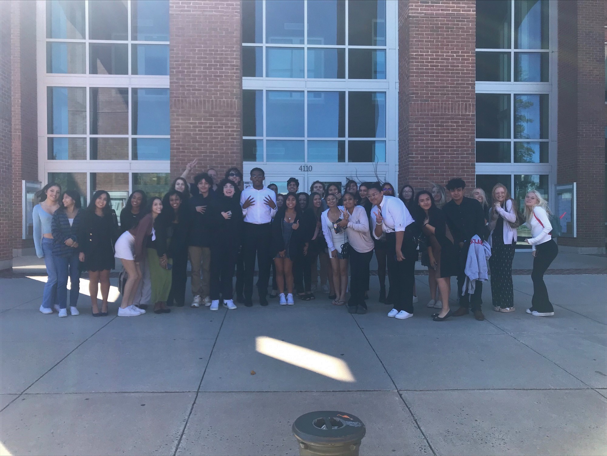 Group photo outside of the courthouse