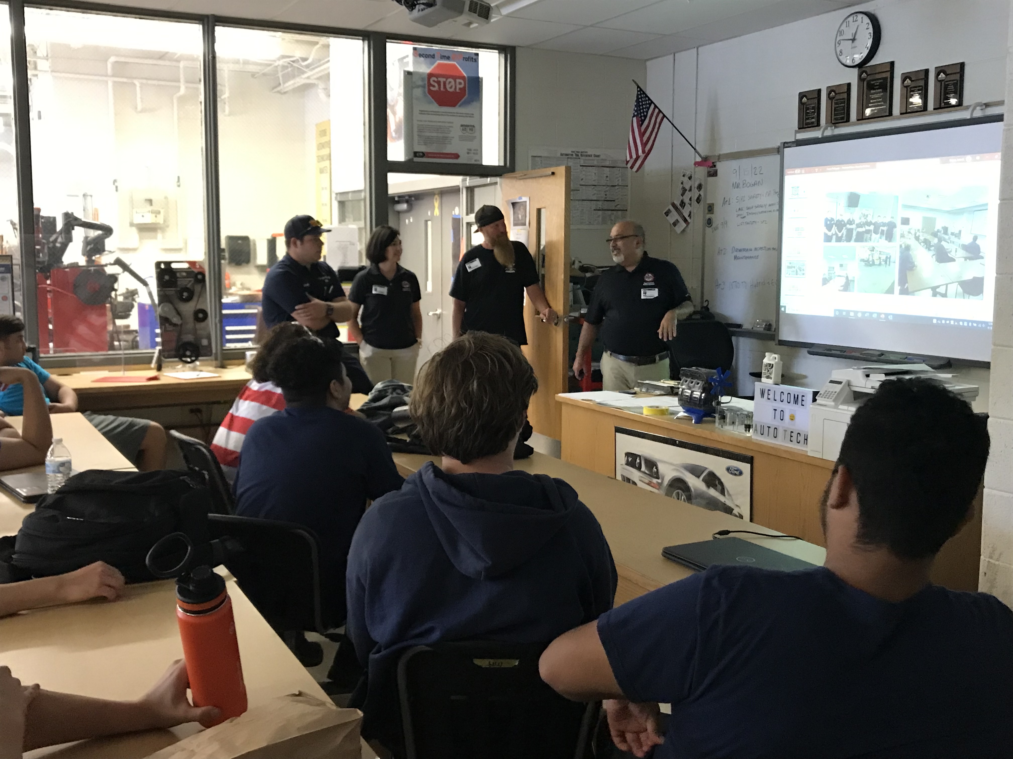 Guest speakers from Fairfax County Department of Vehicle Services in Auto Tech class