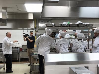 Chef Glenn Walden giving instructions during Bistro preparations