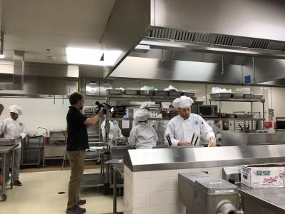Students being filmed in Culinary Arts