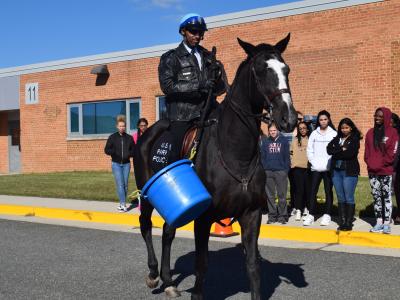 US Parks Police sitting on his horse