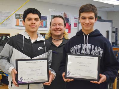 NTHS members from Cyber IT with their teacher, Mr. Kuesters